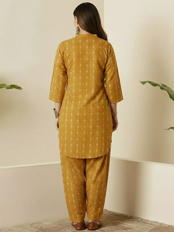 Mustard_Yellow_Printed_Cotton_Kurta_Pant_Set