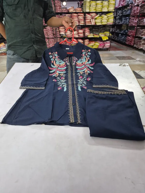 Navy_Blue_Embroidered_Cotton_Kurta_Pant_Set