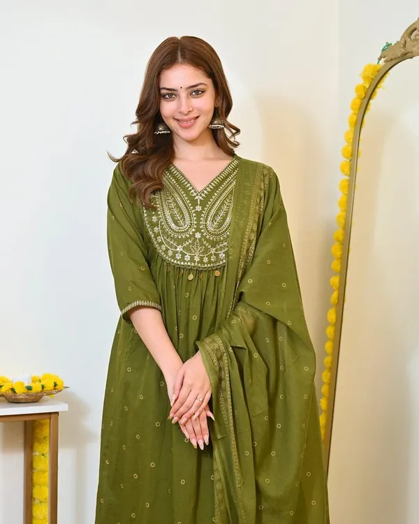 Olive_Green_Embroidered_Anarkali_Kurta_Set_with_Dupatta