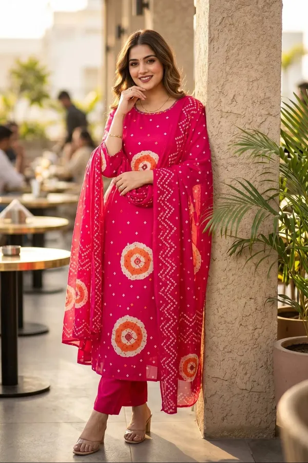 Vibrant_Pink_Bandhani_Print_Kurta_Set_with_Dupatta