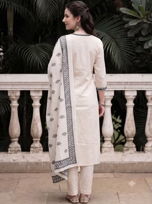 White_Black_Embroidered_Kurta_Pant_Dupatta_Set_For_Women