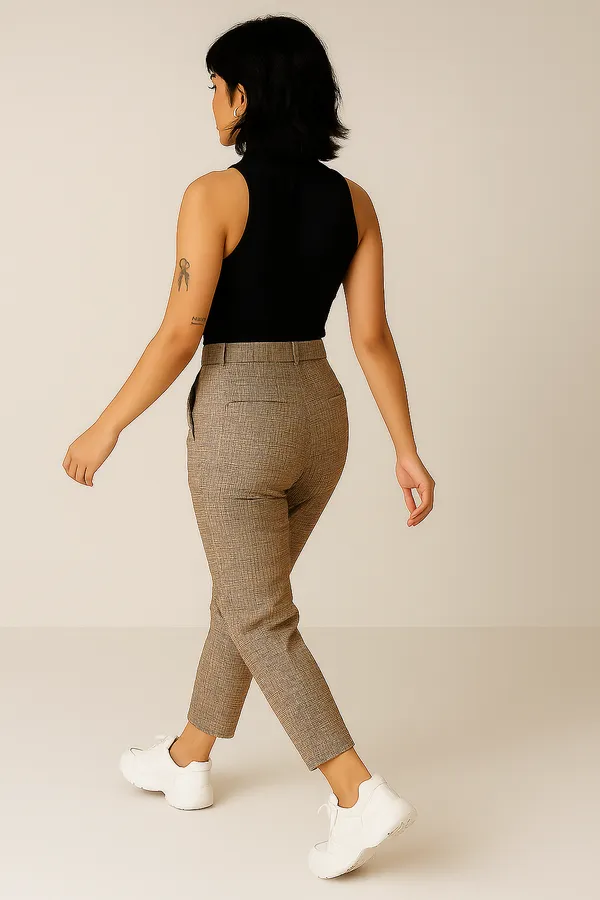 Women_Beige_Checked_Tailored_Trousers