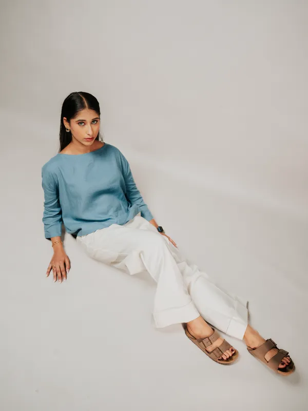 Sky_Blue_Linen_Boat_Neck_Full_Sleeve_Top_For_Women