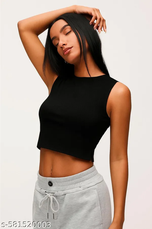 Pink_Puff_Sleeve_Sweatshirt_And_Blacm_Ribbed_Crop_Top_For_Women_Pack_Of_2
