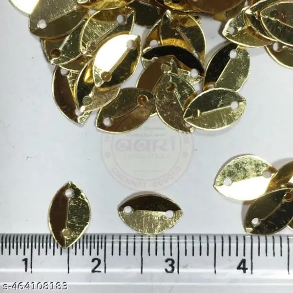 Golden_colour_2_hole_leaf_shape_sequins