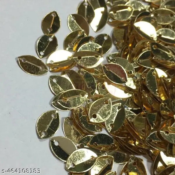 Golden_colour_2_hole_leaf_shape_sequins