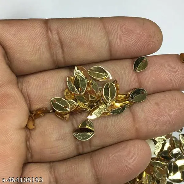 Golden_colour_2_hole_leaf_shape_sequins