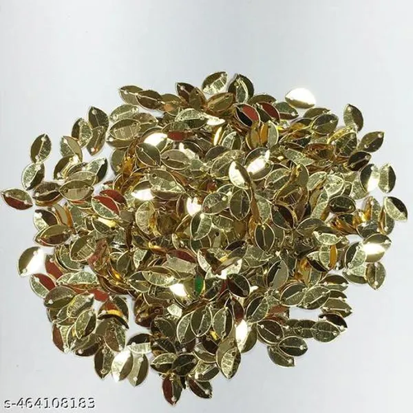 Golden_colour_2_hole_leaf_shape_sequins