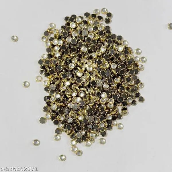 4mm_Kundan_stone_flat_back_framed_Round_Silver_Color