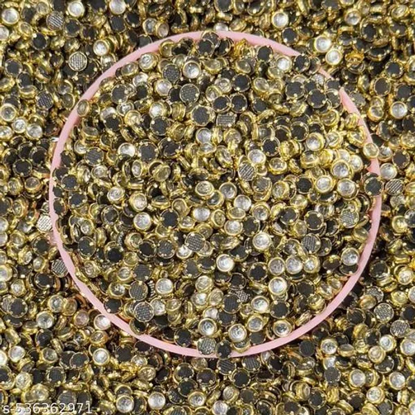 4mm_Kundan_stone_flat_back_framed_Round_Silver_Color