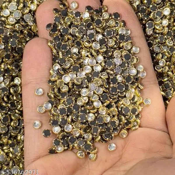4mm_Kundan_stone_flat_back_framed_Round_Silver_Color