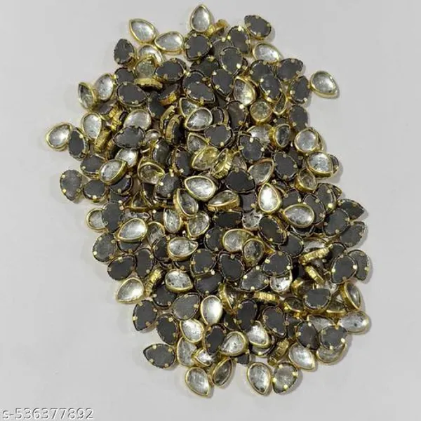 Silver_Color_Kundan_stone_flat_back_framed_Pan_shape
