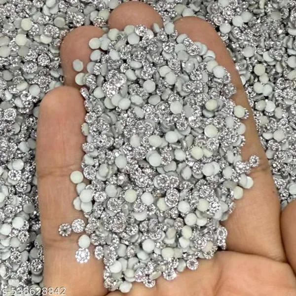 4mm_Silver_color_Round_Stone_Changla_Beads_Flatback_Flower_Beads