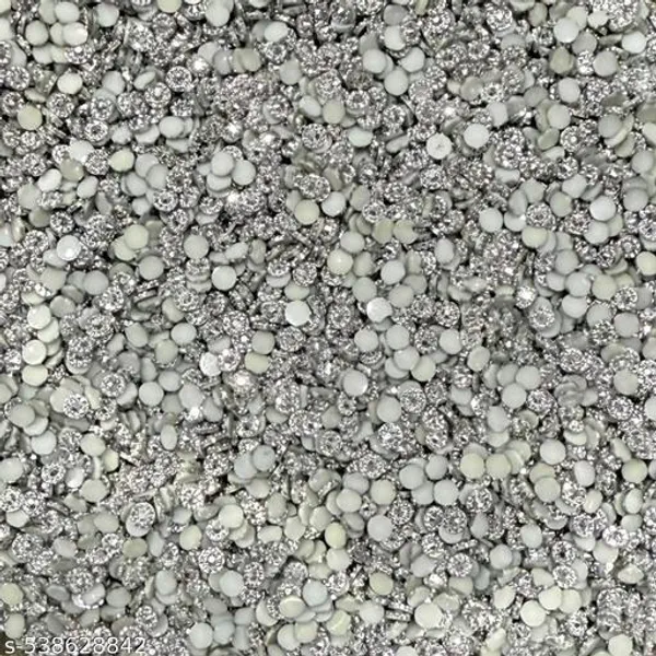 4mm_Silver_color_Round_Stone_Changla_Beads_Flatback_Flower_Beads