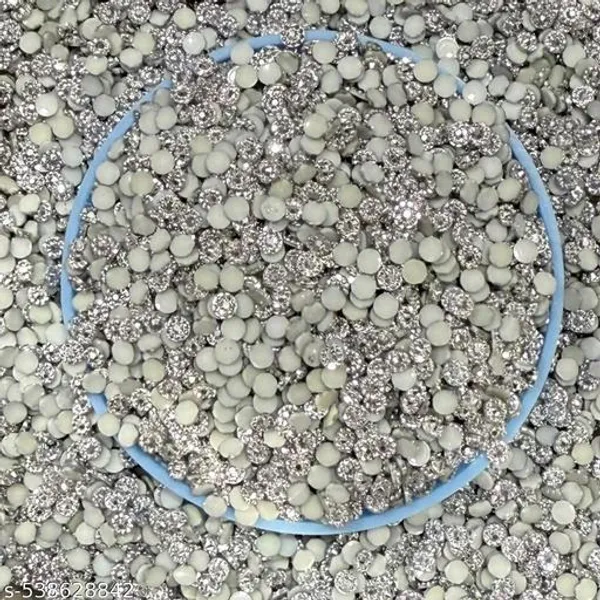 4mm_Silver_color_Round_Stone_Changla_Beads_Flatback_Flower_Beads