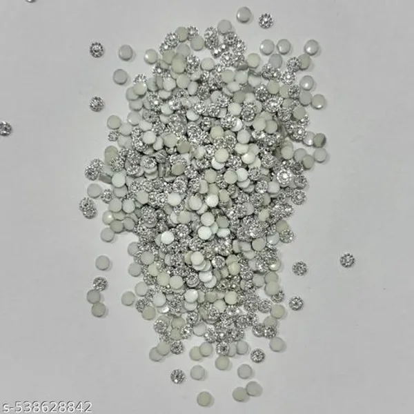 4mm_Silver_color_Round_Stone_Changla_Beads_Flatback_Flower_Beads