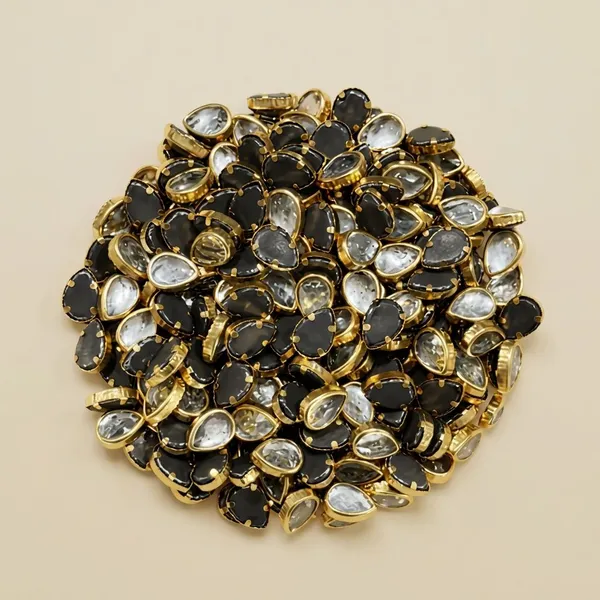 Silver_Color_Kundan_stone_flat_back_framed_Pan_shape