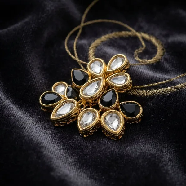 Silver_Color_Kundan_stone_flat_back_framed_Pan_shape