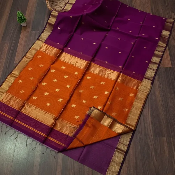 Purple_And_Orange_Cotton_Premium_Saree_For_Women(MAHESHWARI_COTTON_SAREE)