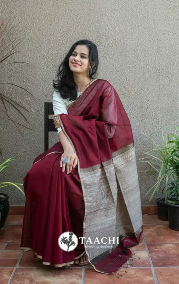 Maroon_Khadi_Jhari_Sarees