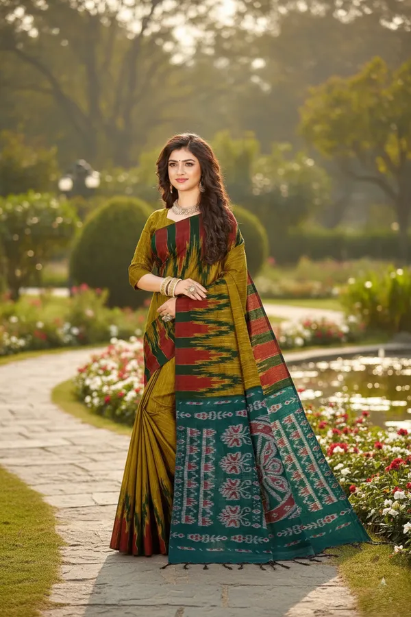 Green_And_Red_Cotton_Premium_Saree_For_Women