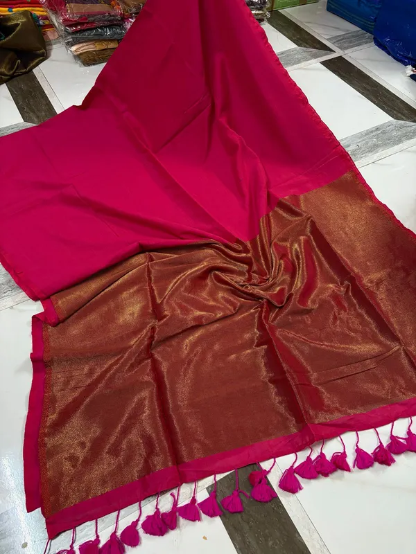 Rani_Pink_Cotton_By_Silk_Pallu_Sarees/Giccha