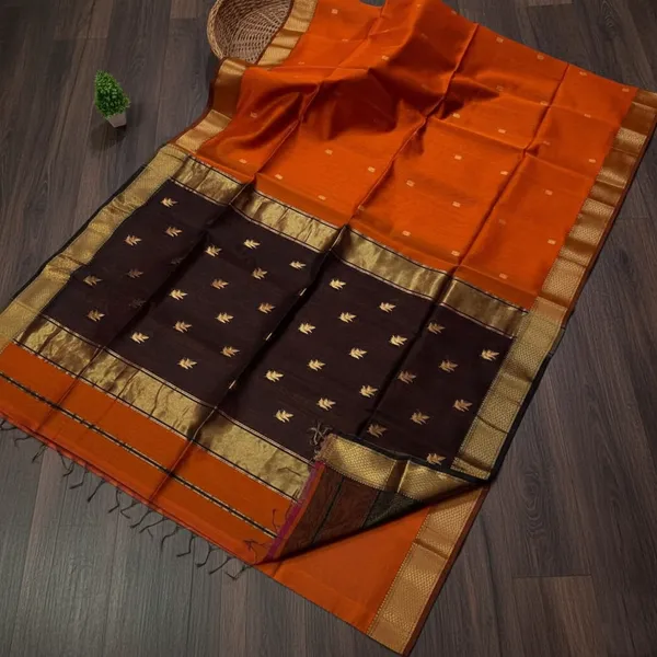 Orange_And_Black_Cotton_Premium_Saree_For_Women(MAHESHWARI_COTTON_SAREE)
