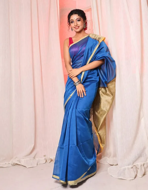 Blue_Khadi_Jhari_Sarees