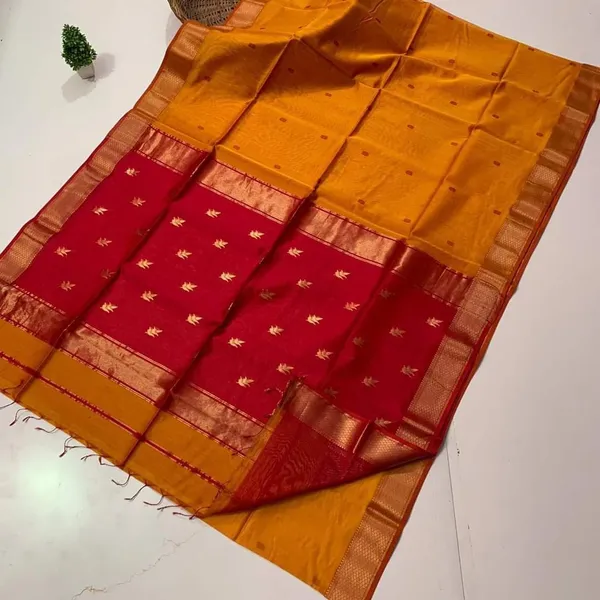 Orange_And_Maroon_Cotton_Premium_Saree_For_Women(MAHESHWARI_COTTON_SAREE)