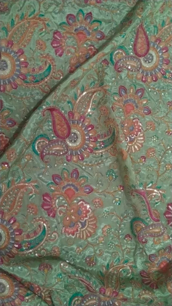 1_meter_Sea_green_natural_crepe_position_print_fabrics