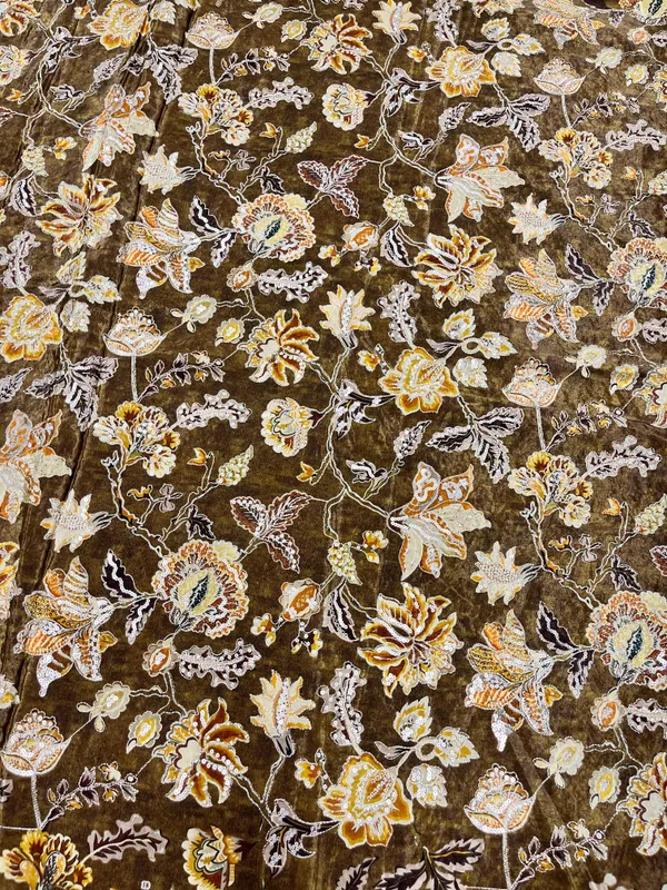 1_meter_Olive_Brown_Designer_Crepe_Position_Print_Fabric_Unstitched