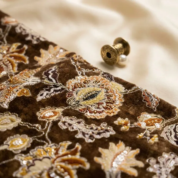 1_meter_Olive_Brown_Designer_Crepe_Position_Print_Fabric_Unstitched