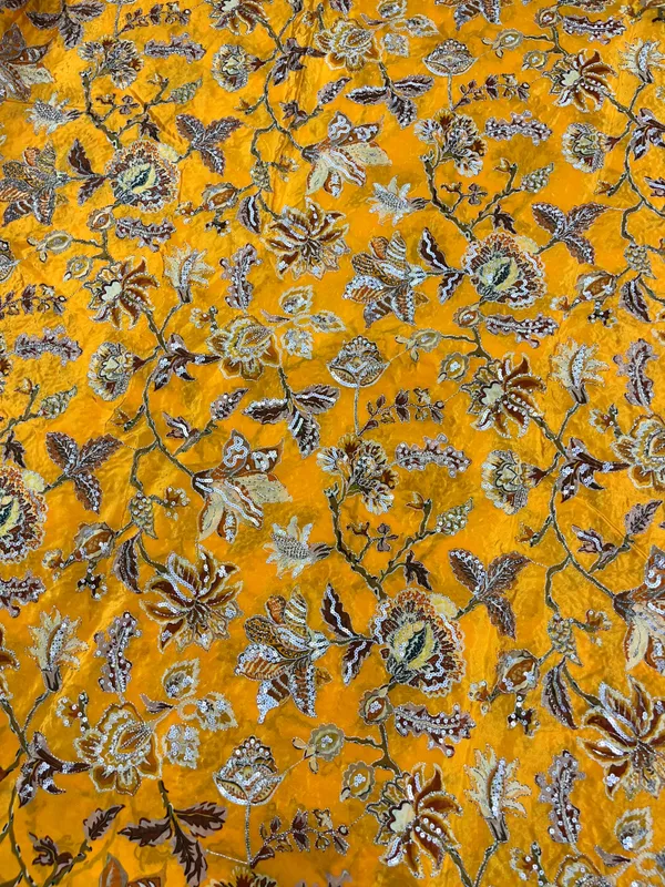 1_meter_Yellow_Designer_Crepe_Position_Print_Fabric_Unstitched