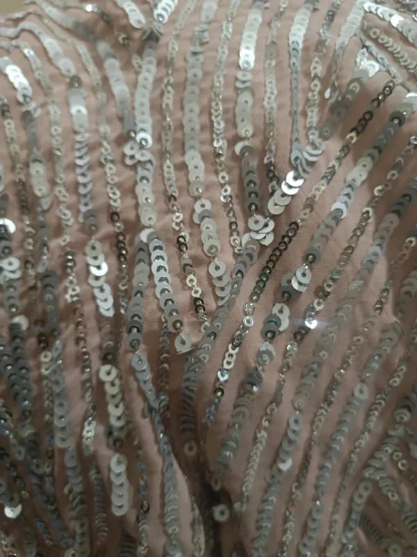 5.3_meter_Pink_Champagne_Silver_Wave_Sequin_Georgette_Fabric_(unstitched)