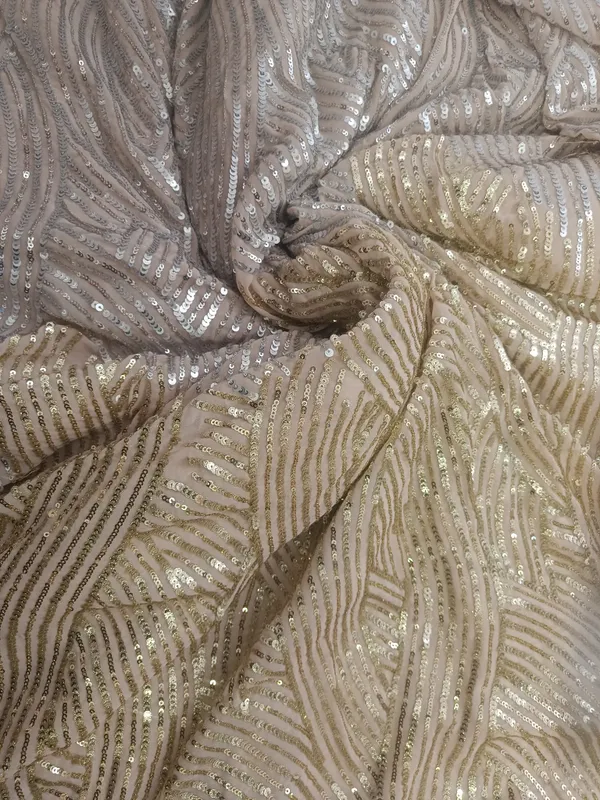 5.3_meter_Pink_Champagne_Silver_Wave_Sequin_Georgette_Fabric_(unstitched)