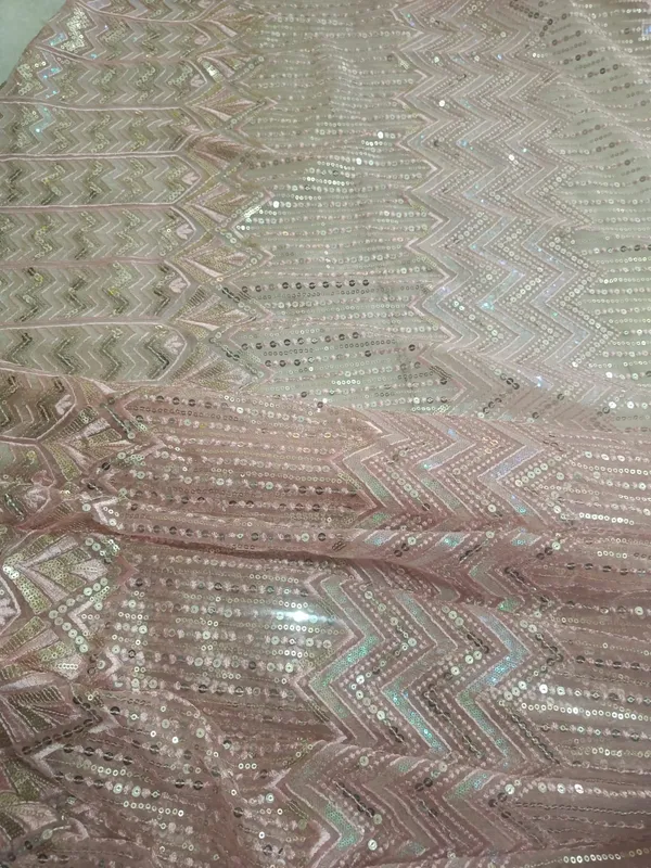 5.3_meter_Pastel_Pink_Knitted_Geometric_And_Floral_Sequin_Work_Fabric_With_Geometric_Borders_(unstitched)