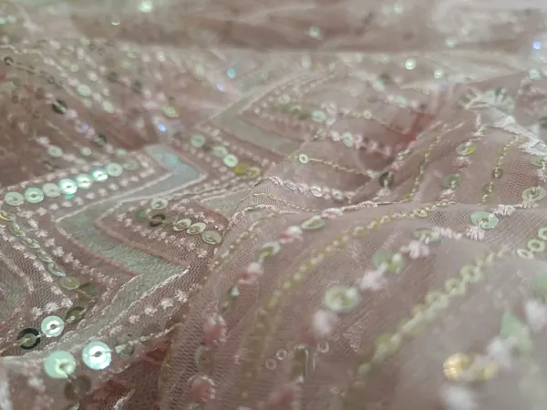5.3_meter_Pastel_Pink_Knitted_Geometric_And_Floral_Sequin_Work_Fabric_With_Geometric_Borders_(unstitched)