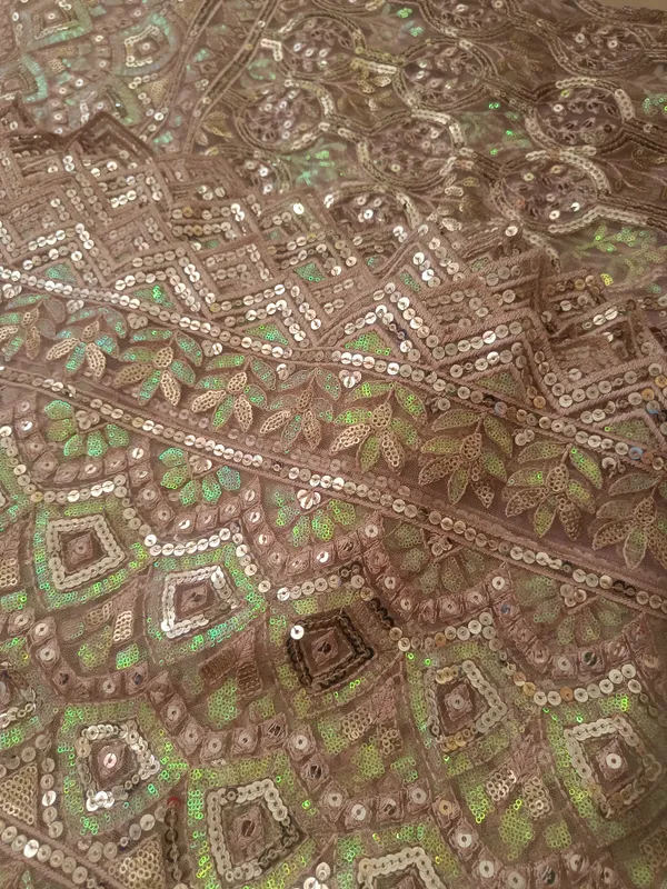 5.3__meter_Pastel_Pink_Knitted_Geometric_And_Floral_Sequin_Work_Fabric_With_Geometric_Borders_(unstitched)