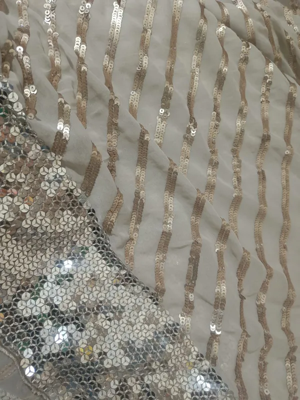 5.3_meter_Cream_Colour_Soft_Sequin_Georgette_Fabric_With_Mirror_Sequence_Border_(unstitched)