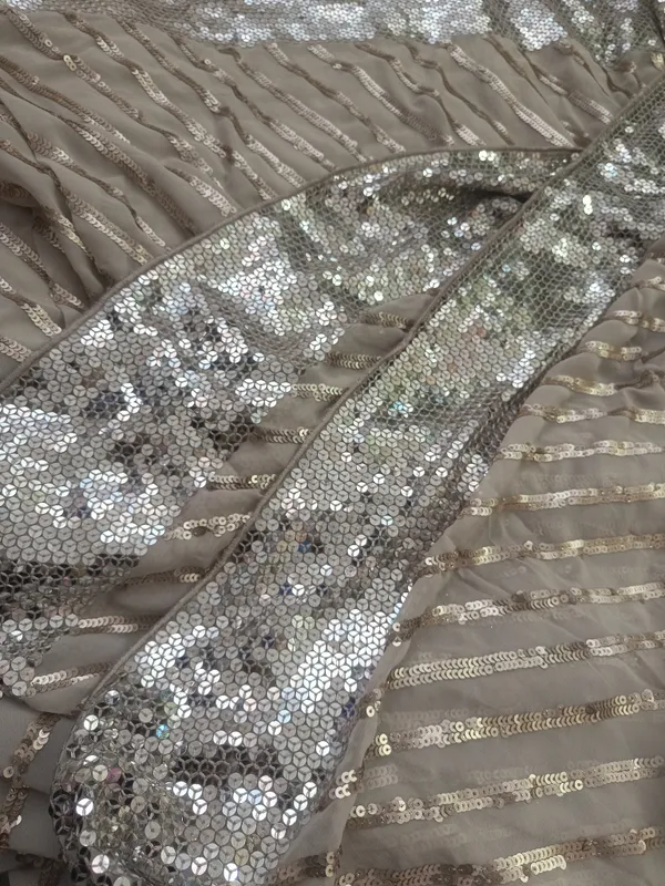 5.3_meter_Cream_Colour_Soft_Sequin_Georgette_Fabric_With_Mirror_Sequence_Border_(unstitched)
