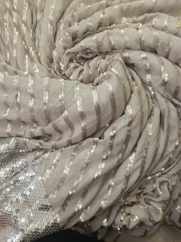 5.3_meter_Cream_Colour_Soft_Sequin_Georgette_Fabric_With_Mirror_Sequence_Border_(unstitched)