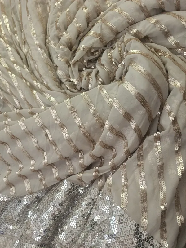 5.3_meter_Cream_Colour_Soft_Sequin_Georgette_Fabric_With_Mirror_Sequence_Border_(unstitched)