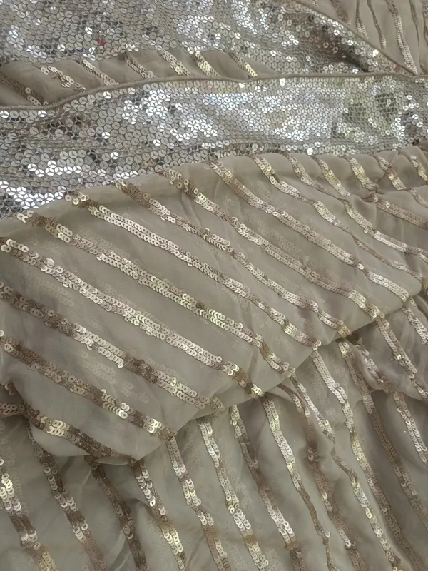 5.3_meter_Cream_Colour_Soft_Sequin_Georgette_Fabric_With_Mirror_Sequence_Border_(unstitched)