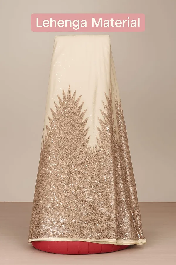5.3_meter_Cream/half_white_Ivory_Champagne_Burst_Sequin_Georgette_Fabric_(unstitched)
