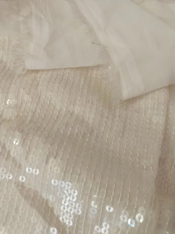 5.3_meter_Cream/half_white_Ivory_Champagne_Burst_Sequin_Georgette_Fabric_(unstitched)