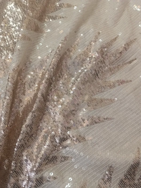 5.3_meter_Cream/half_white_Ivory_Champagne_Burst_Sequin_Georgette_Fabric_(unstitched)
