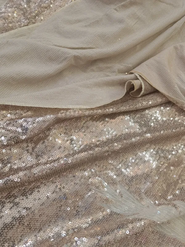 5.3_meter_Cream/half_white_Ivory_Champagne_Burst_Sequin_Georgette_Fabric_(unstitched)