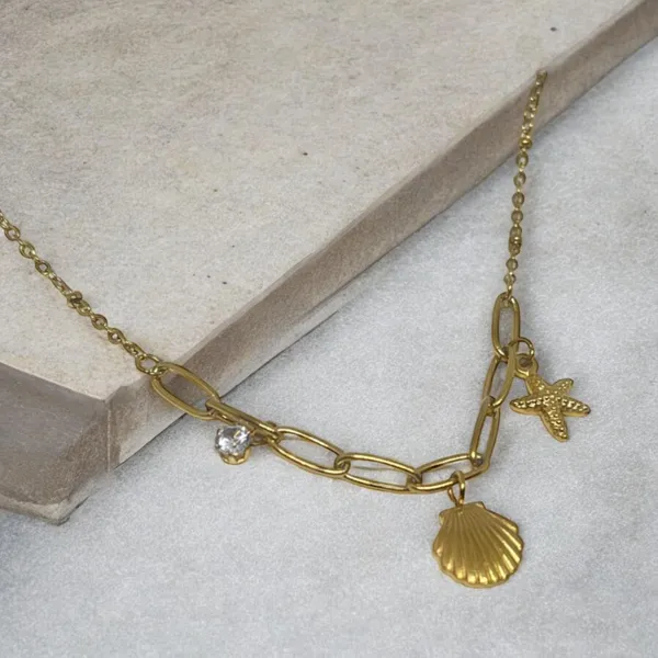 Gold_Stainless_Steel_Marine_Charms_Necklace_For_Women