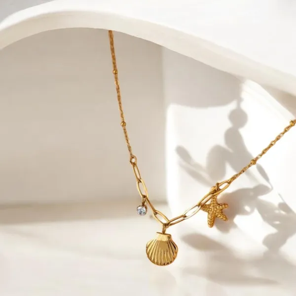 Gold_Stainless_Steel_Marine_Charms_Necklace_For_Women
