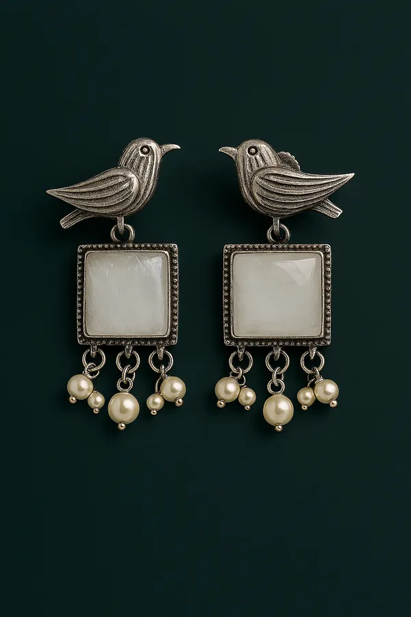 White_Premium_Brass_Shyam_Antique_Dangler_Earring_For_Women
